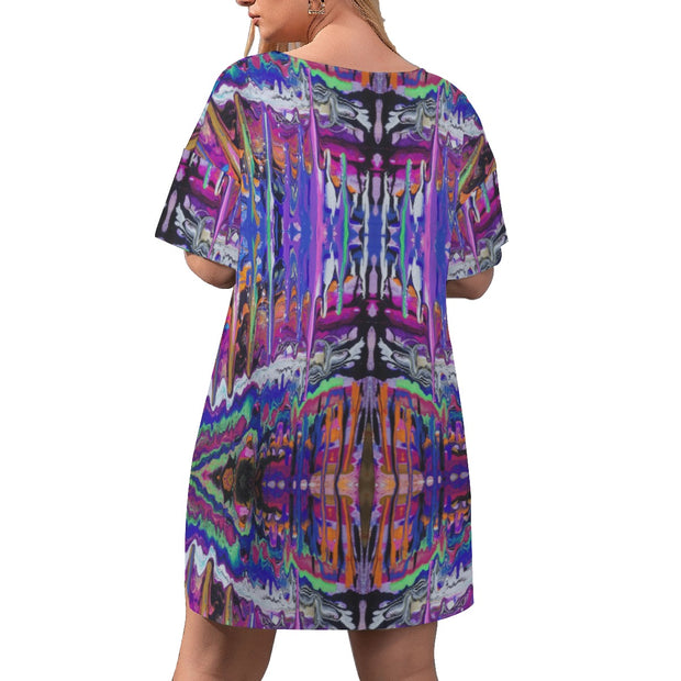 Mesmerize Women's Drop-Shoulder T-Shirt with Side Split and Shorts (Plus Size)
