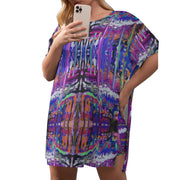 Mesmerize Women's Drop-Shoulder T-Shirt with Side Split and Shorts (Plus Size)