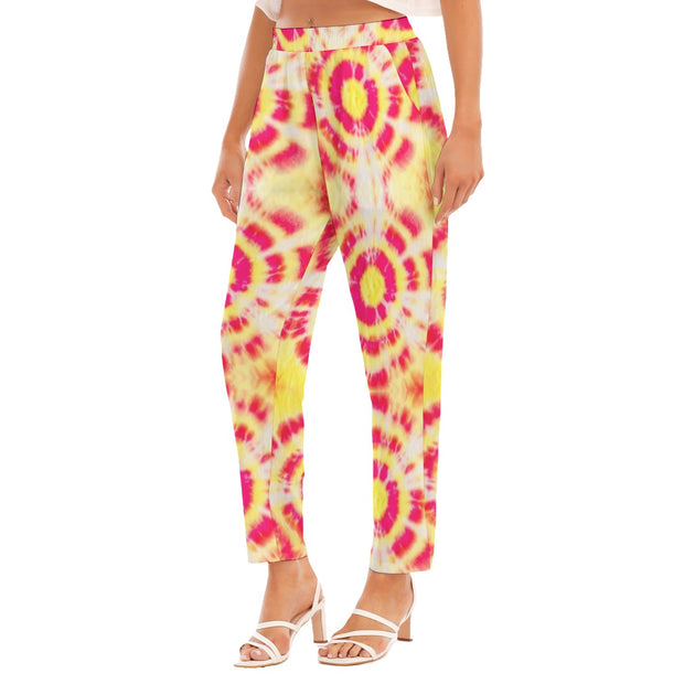 Tie & Dye red/yellow Women's Loose Straight-leg Pants