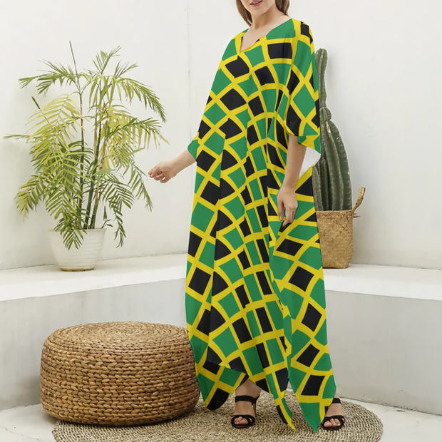 Jamaican  Women's  V-neck Kaftan Robe