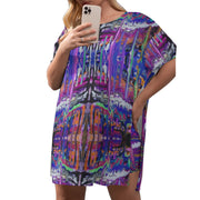 Mesmerized Women's Drop-Shoulder T-Shirt with Side Split and Shorts (Plus Size) Curvy