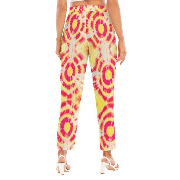Tie & Dye red/yellow Women's Loose Straight-leg Pants