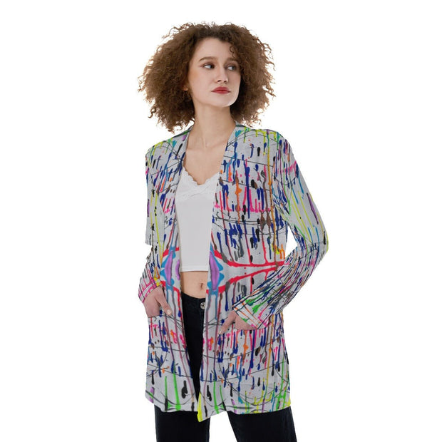 All-Over Print Women's Patch Pocket Cardigan