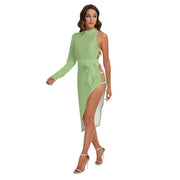 Ally Olive Green Print Women's Side Cutout Dress
