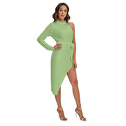 Ally Olive Green Print Women's Side Cutout Dress