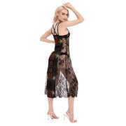 Black Women's Lace Cami Cross Back Dress