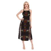 Black Women's Lace Cami Cross Back Dress