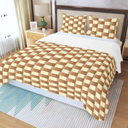 Brown Checkered Three Piece Duvet Cover Set