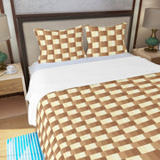 Brown Checkered Three Piece Duvet Cover Set