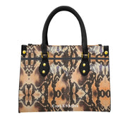 Brown Snake  Print PU Handbag