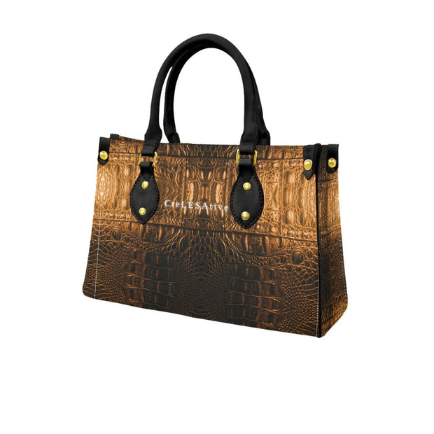 Brown/Black Animal print Women's Tote Bag With Black Handle