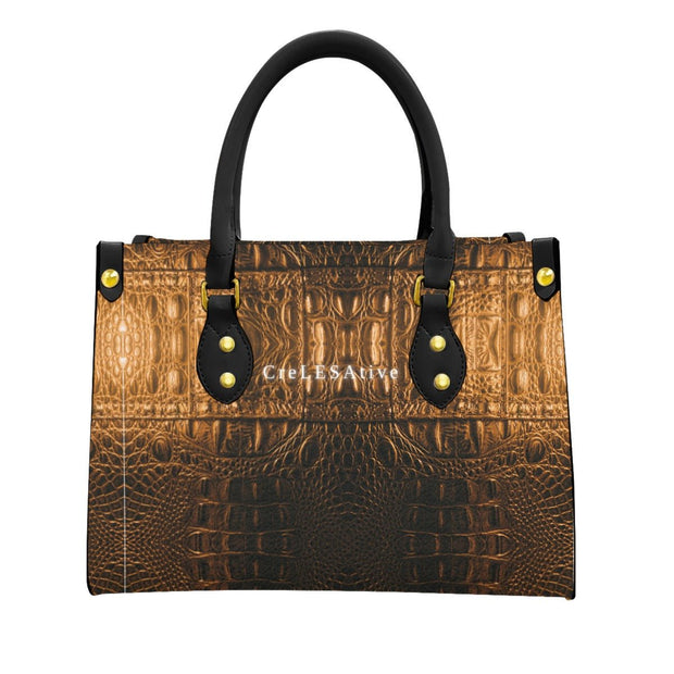 Brown/Black Animal print Women's Tote Bag With Black Handle