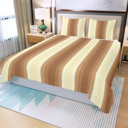 Cream and Brown Three Piece Duvet Cover Set