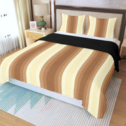 Cream and Brown Three Piece Duvet Cover Set