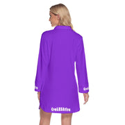 CreLESAtive Women's Lapel Shirt Dress With Long Sleeve