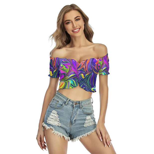 Gorgeous All-Over Print Women's Off-Shoulder Blouse - CreLESAtive™