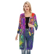 Gorgeous All-Over Print Women's V-neck Mesh Cardigan - CreLESAtive™