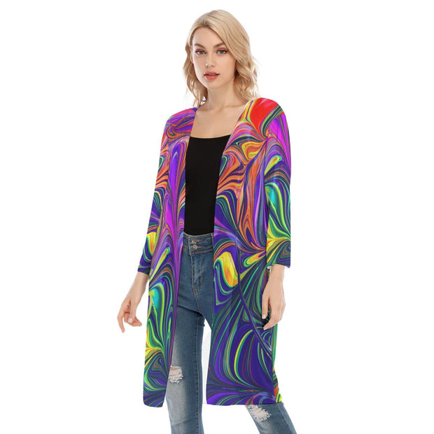 Gorgeous All-Over Print Women's V-neck Mesh Cardigan - CreLESAtive™