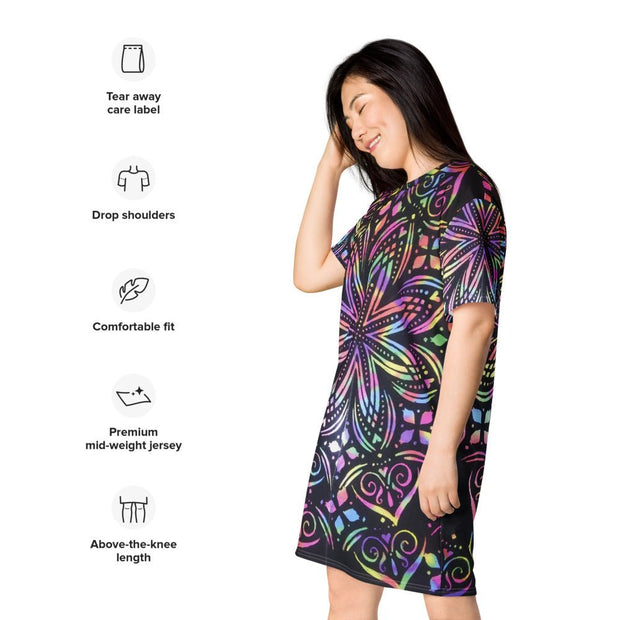 Mandala FLowers T-shirt dress - CreLESAtive™