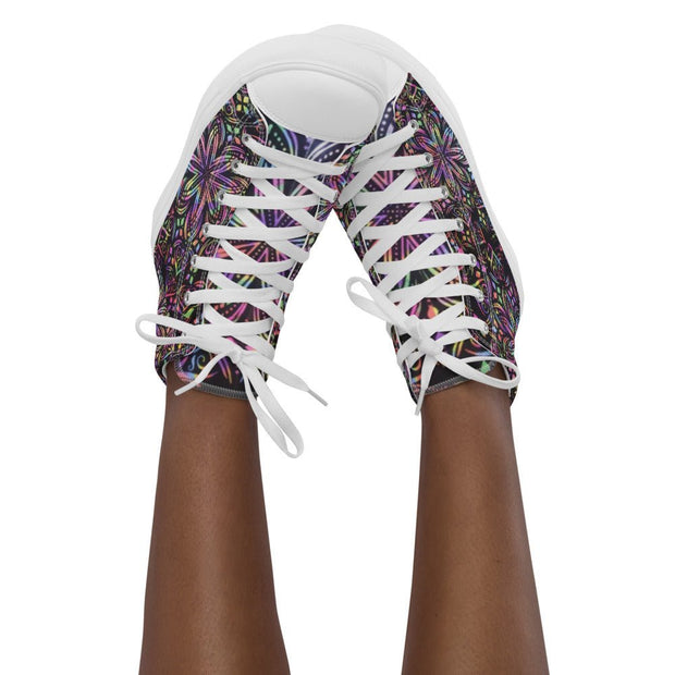Mandala Flowers Women’s high top canvas shoes - CreLESAtive™
