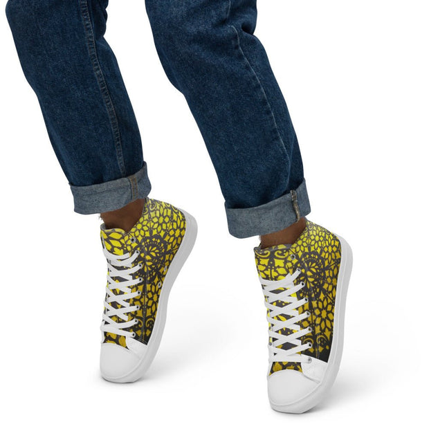 Mandala Gold Circle Men’s high top canvas shoes - CreLESAtive™