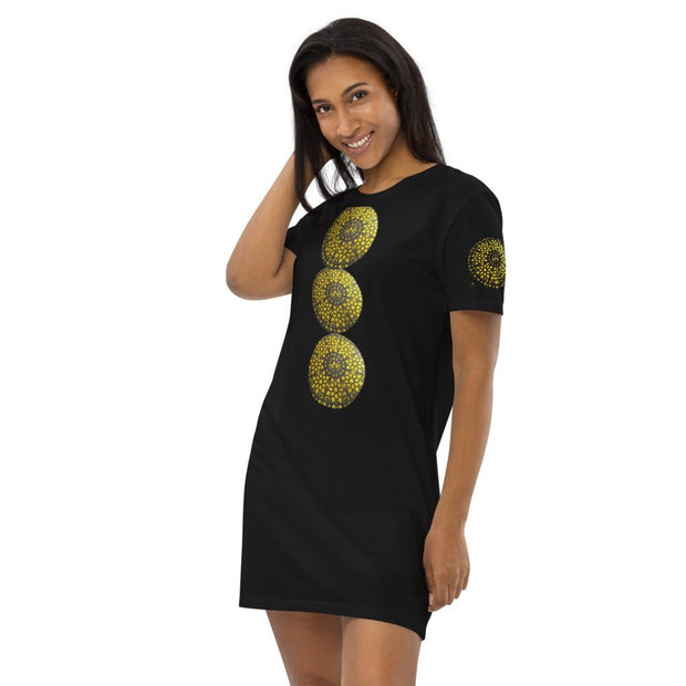 Mandala Gold Circle Organic cotton t-shirt dress - CreLESAtive™