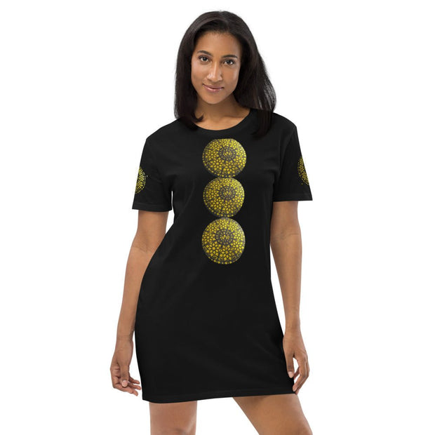 Mandala Gold Circle Organic cotton t-shirt dress - CreLESAtive™