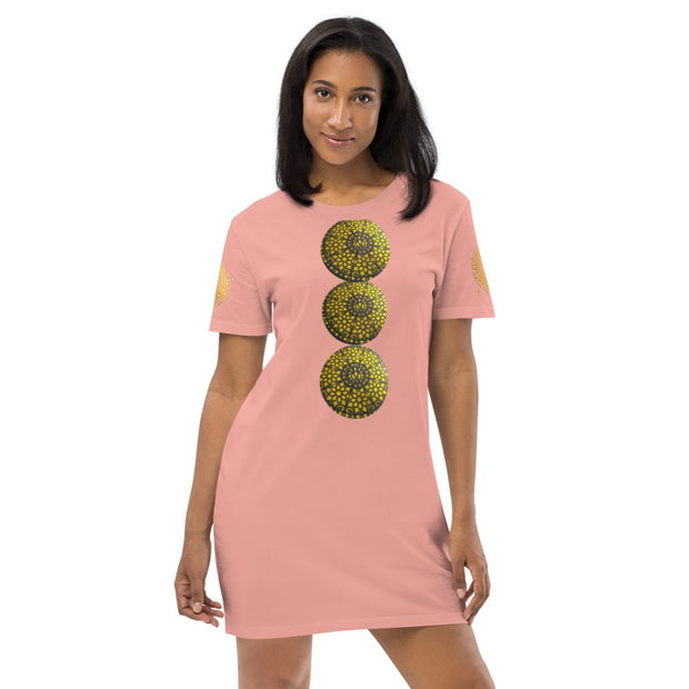 Mandala Gold Circle Organic cotton t-shirt dress - CreLESAtive™