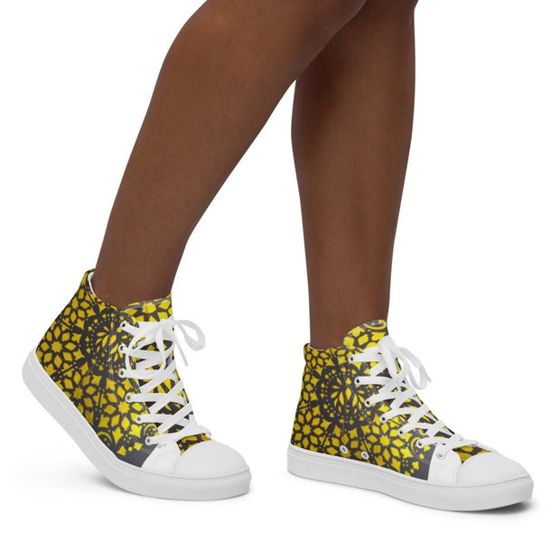 Mandala Gold Circle Women’s high top canvas shoes - CreLESAtive™