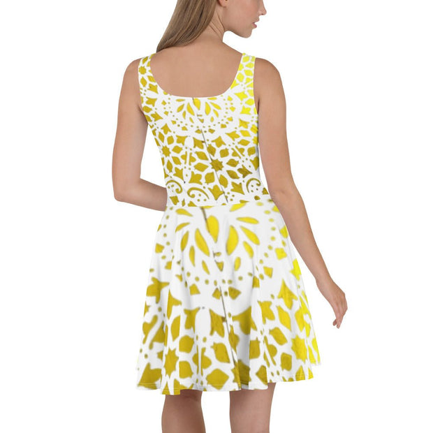 Mandala white gold circle Skater Dress - CreLESAtive™