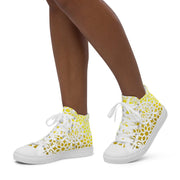 Mandala white gold circle Women’s high top canvas shoes - CreLESAtive™