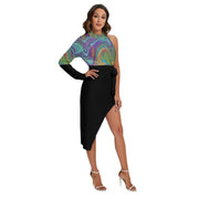 Metal Plate All-Over Print Women's Side Cutout Dress - CreLESAtive™