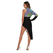 Metal Plate All-Over Print Women's Side Cutout Dress - CreLESAtive™