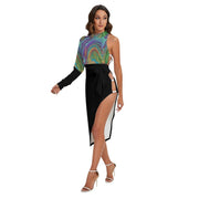 Metal Plate All-Over Print Women's Side Cutout Dress - CreLESAtive™