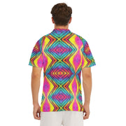 psychedelic Men's Short Sleeve Polo Shirt With Button Closure - CreLESAtive™