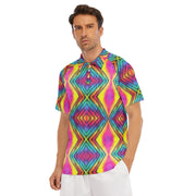 psychedelic Men's Short Sleeve Polo Shirt With Button Closure - CreLESAtive™