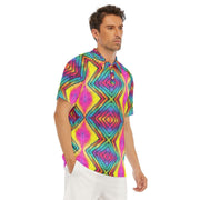 psychedelic Men's Short Sleeve Polo Shirt With Button Closure - CreLESAtive™