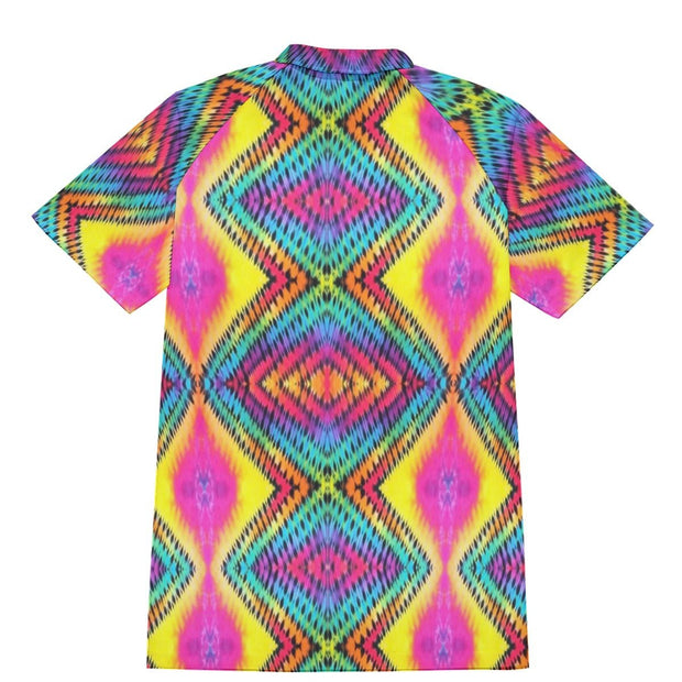 psychedelic Men's Short Sleeve Polo Shirt With Button Closure - CreLESAtive™