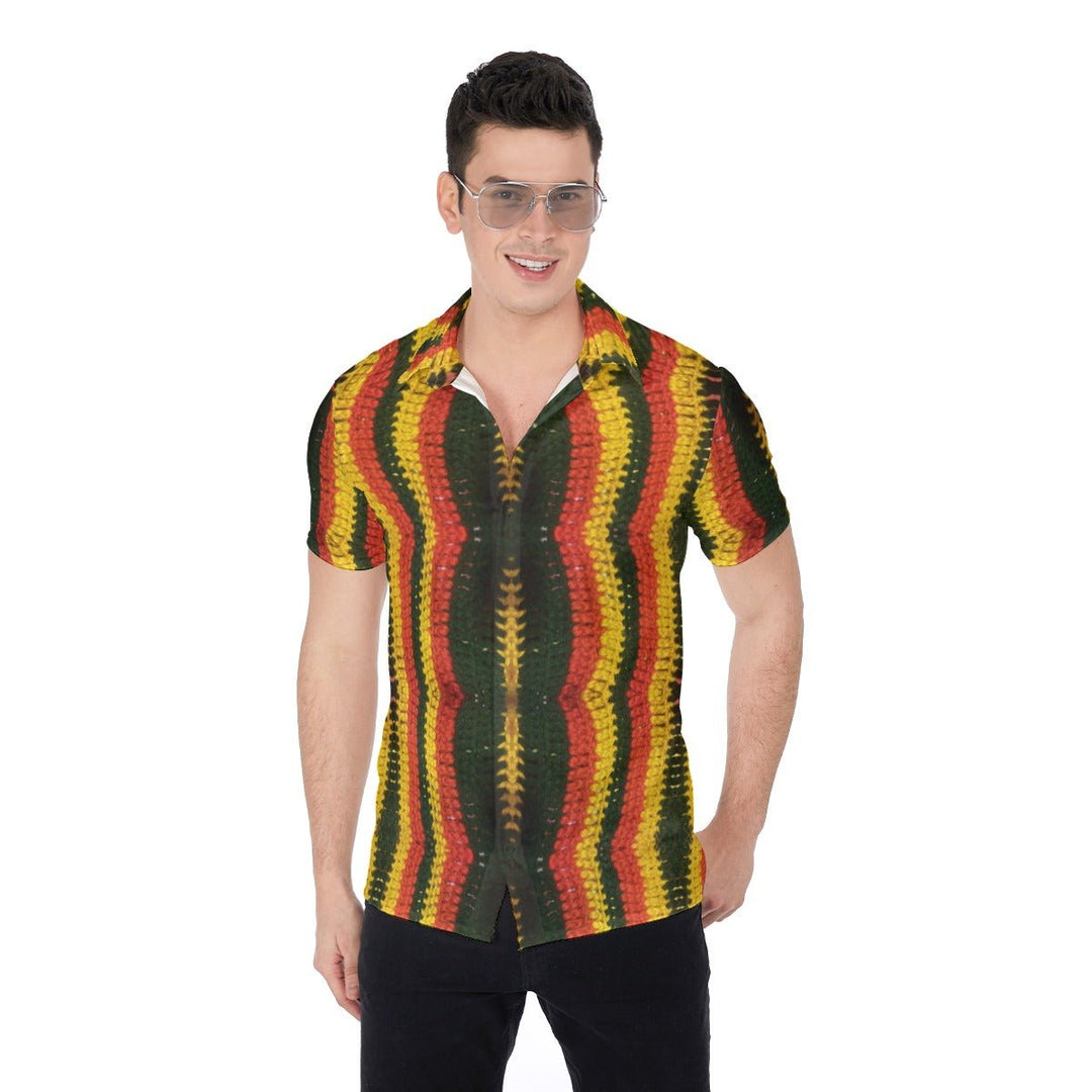 rasta dress shirt Mens Rasta Shirt Full Front Button Closure Pure Cotton