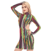 Stripe All-Over Print Women's Waist Hollow Hip Dress - CreLESAtive™
