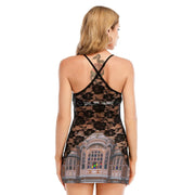 Women's Brown & Black Lace Cami Dress - CreLESAtive™