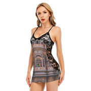 Women's Brown & Black Lace Cami Dress - CreLESAtive™